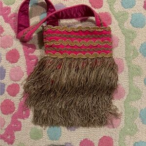 Pink and Gold Fringe Shoulder Bag